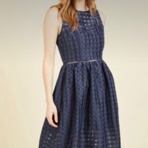 English Factory Gridded Organza Blue Dress